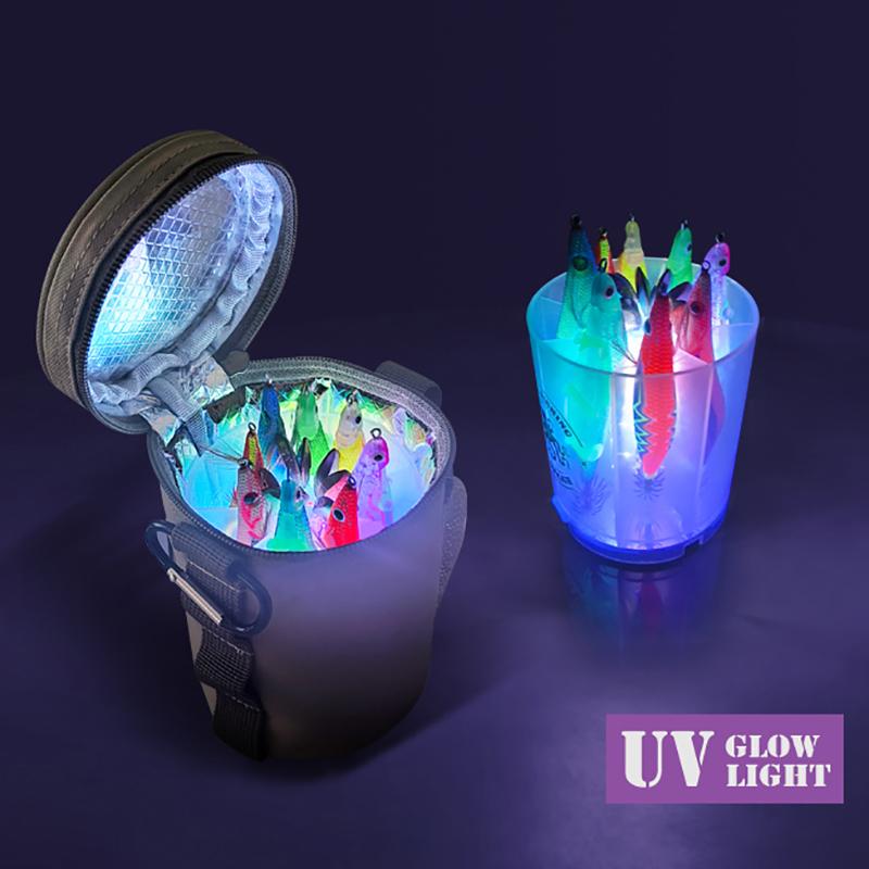 Fishing Bags And Boxes Fishing Lure Uv Glow Light Fill Light Usb Port Charging Squid Jig Tackle Box Hard Bait Jig Storage Case