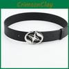 Buckle Waistband Smooth With Circular Center Cross Pattern Leather