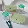 Korea Style Heat-Resistant Glass Lunch Box For Man Women Vertical Stripe Bento Box Clear Food Container Microwave Oven Safe