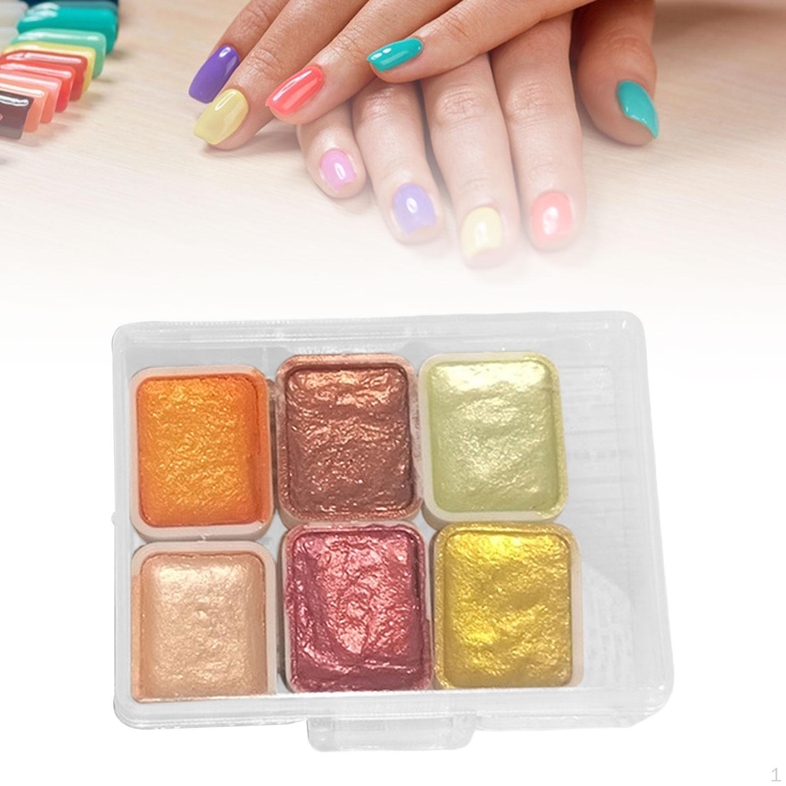 

Набор блестящих ногтей, 6 цветов, акварельная краска для дома, сделай сам style D