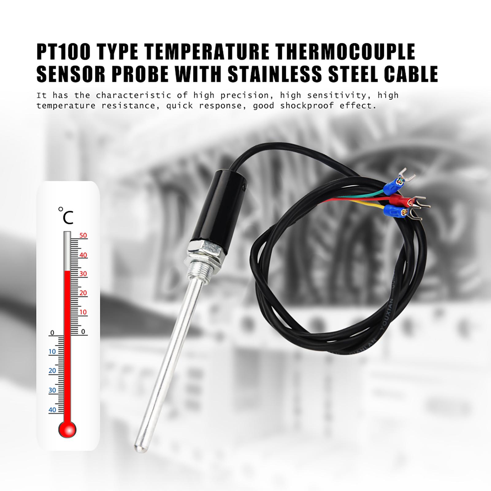 

PT100 Type Temperature Thermocouple Sensor Probe with Stainless Steel Cable(100mm)