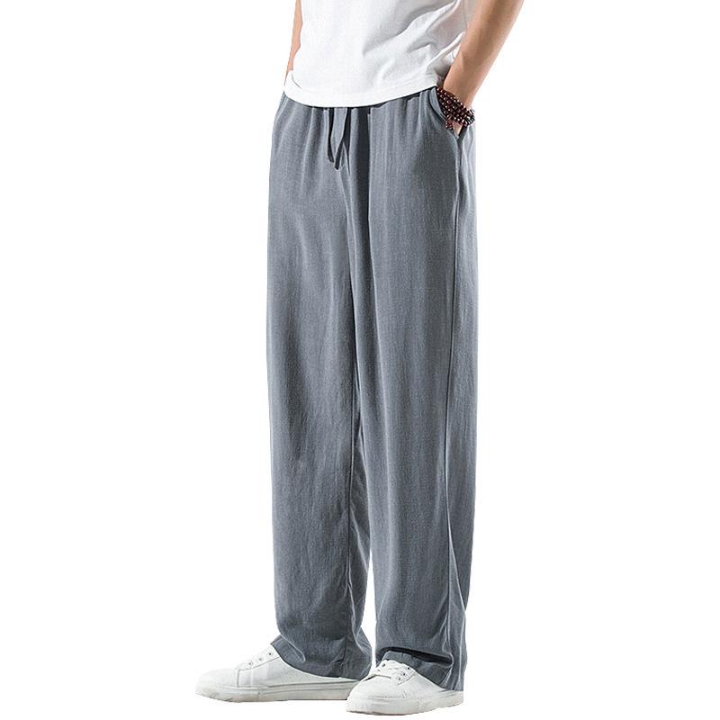 Pantalones Casuales de Lino de Lujo Ligero para Hombre Vonsrman - Estilo Chino, Otoño, Corte Holgado, Talla Grande, Corte Recto