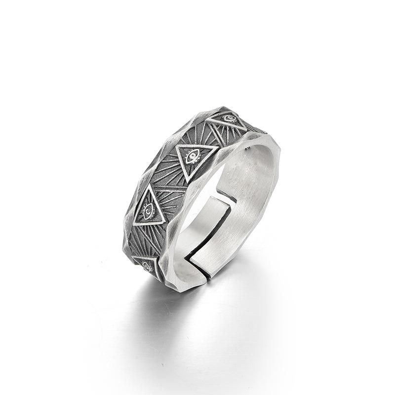 God's Eye Adjustable Ring for Men, Trendy Design, Niche Retro Personalized Handmade Gift
