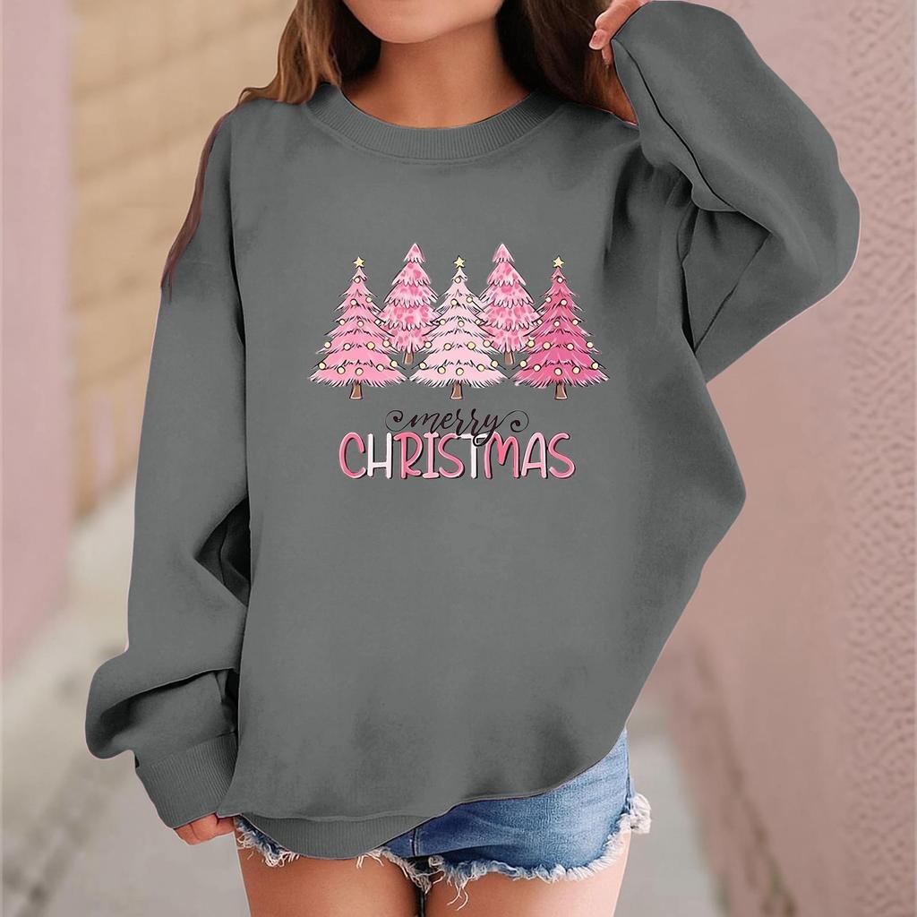 Children's Fashionable Casual Long-sleeved Loose Christmas Print Pullover Sweatshirt