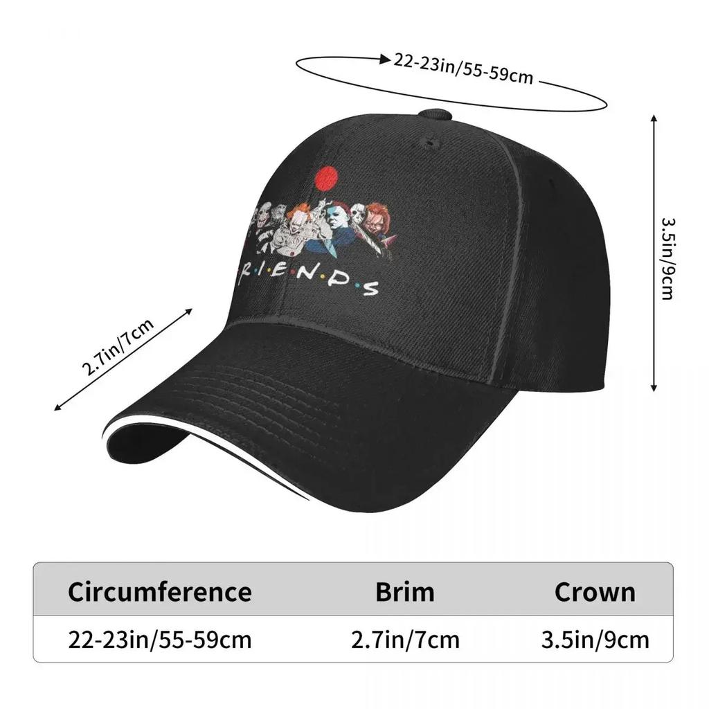 Friends Horror Halloween Baseball Caps Hip Hop Stephen King  Characters Sandwich Hats for Men Women Adjustable  Cap