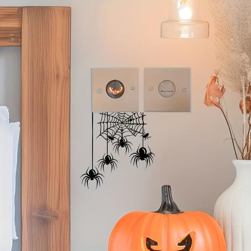 1pc Halloween Spider Switch Sticker Removable Realistic Black Spider and Web Design, for Indoor Home Decor, Living Room, Bedroom