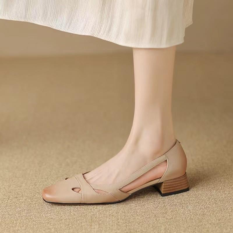 2024 NEW Summer Retro Women's Sandals Thick Heels  Fashion Elegant Shoes Women Concise High-quality