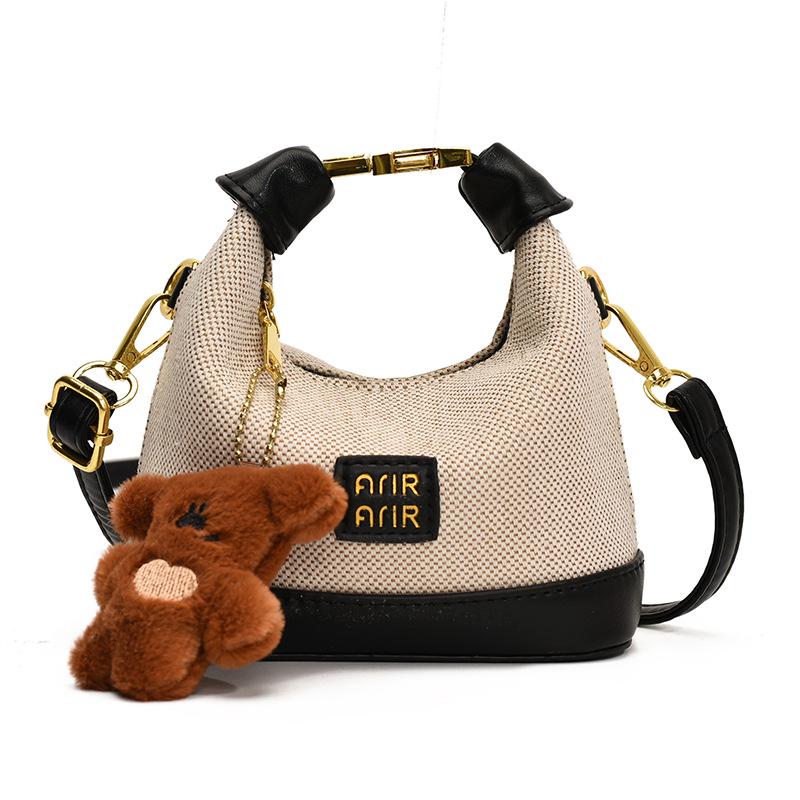 2025 Korean Trendy Plaid Kids Crossbody & Handheld Mini Crescent Bag