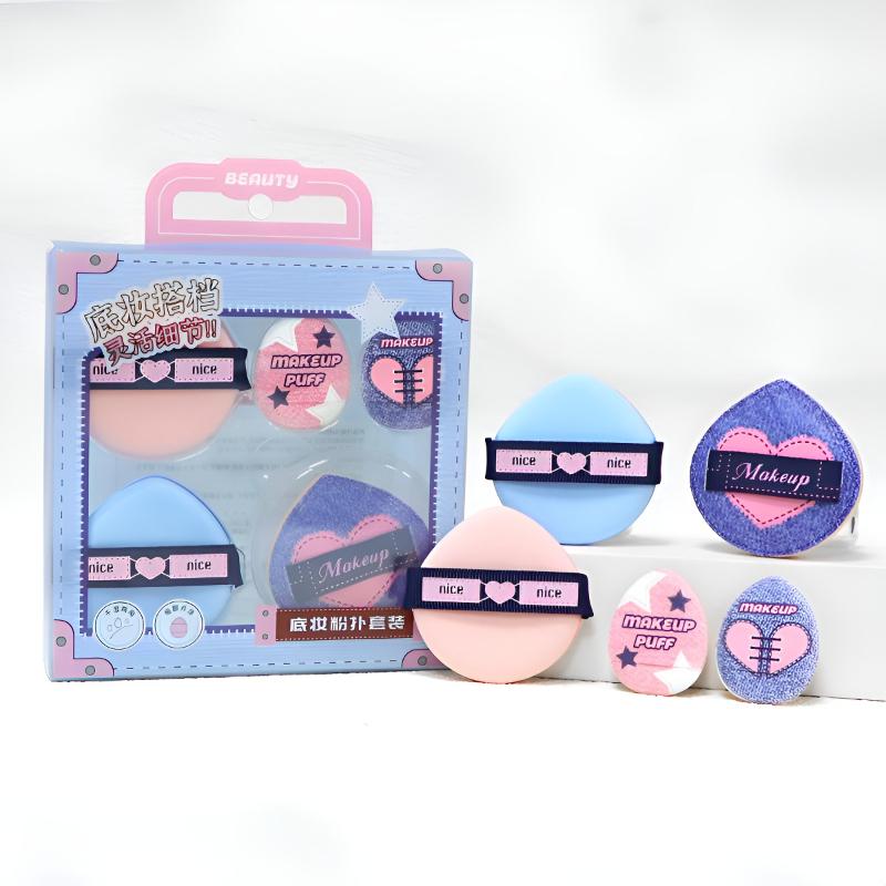 

Dry Wet Use Widened Ribbons Powder Puff Set Denim Air Cushion Powder Puff Non Powder Absorbing Thumb Sponge Makeup Sponge Set