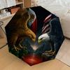 1 Stück Amerikanischer Adler Mexikanische Flagge Automatisches Öffnen/Schließen Regenschirm mit Winddicht, 8-Rippen Stabiles Dach, Langlebige Rippen, Modisches Design, Outdoor-Accessoire