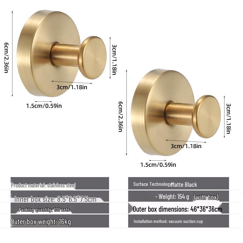 Stainless Steel No-Drill Suction Cup Hook for Kitchen & Bathroom