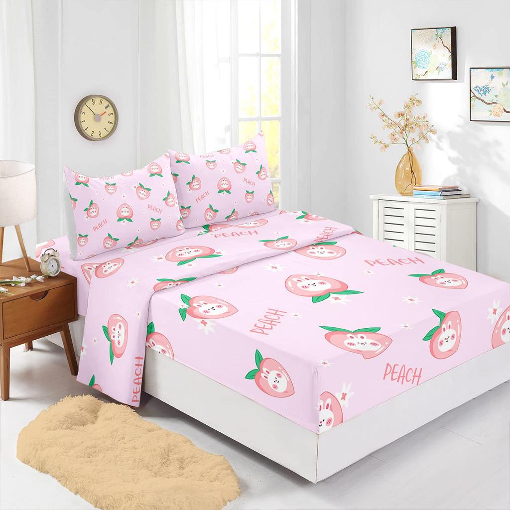 Cartoon animal little dinosaur pattern bed hat four-piece bedding set bedroom dormitory bedding decoration