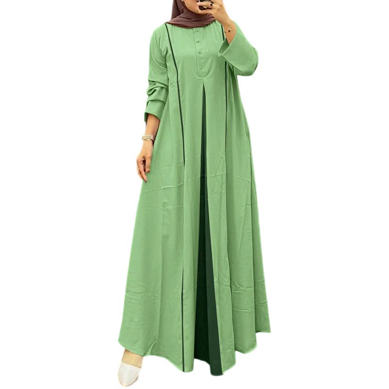 

ZANZEA Женское повседневное свободное платье с длинным рукавом в стиле пэчворк 5XL зелёный