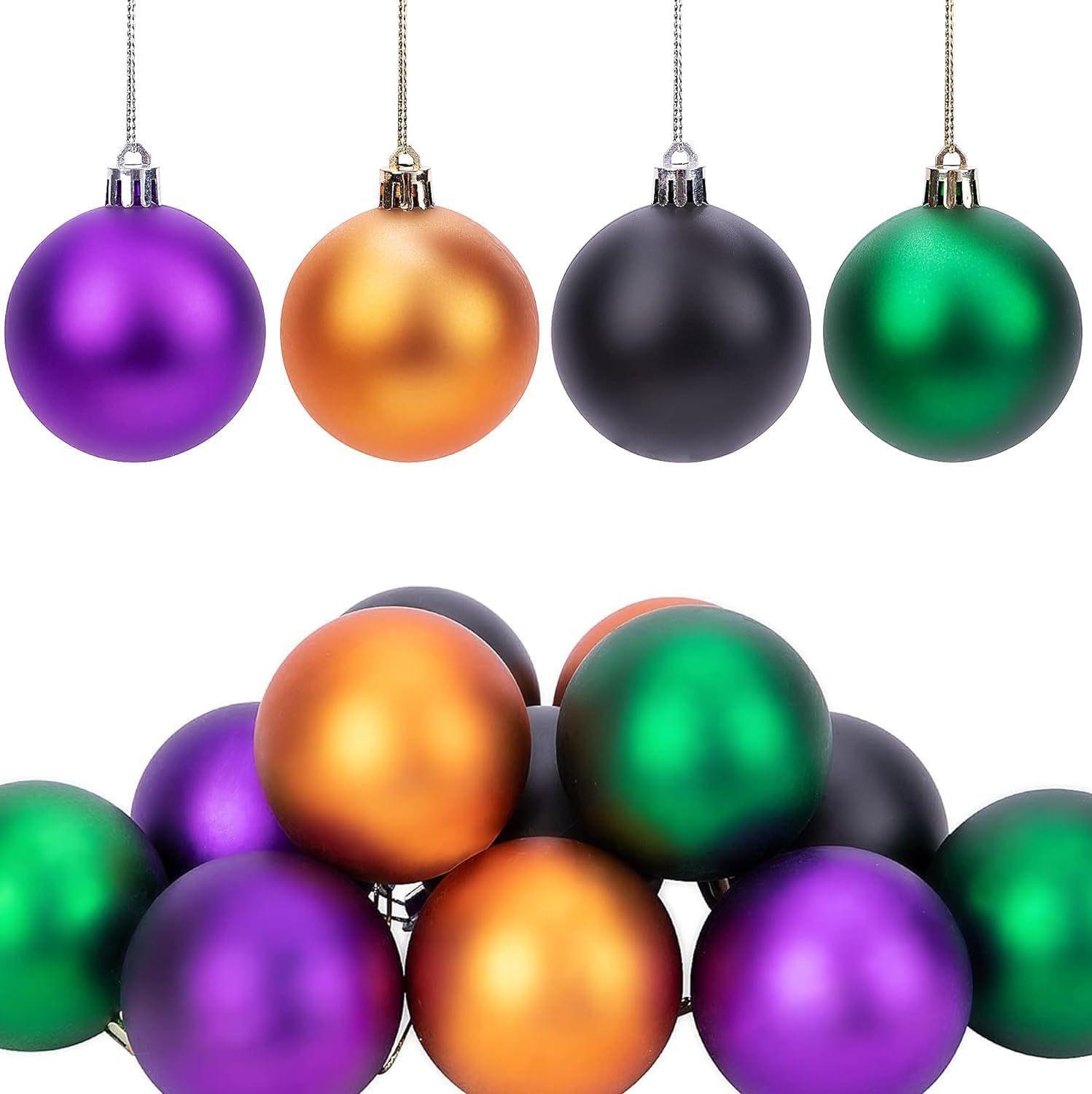 

48pcs Halloween Hanging Ball Ornaments Halloween Glitter Witch Ghost Shatterproof Balls- Colorful Hanging Tree Balls Ornaments 48pcs