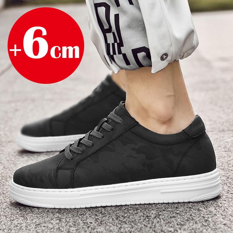 Breathable Outdoor Elevator Sneakers Men's Shoes PU Leather Increased 6cm Casual Shoes Walking Shoes Men's Elevator Sneakers