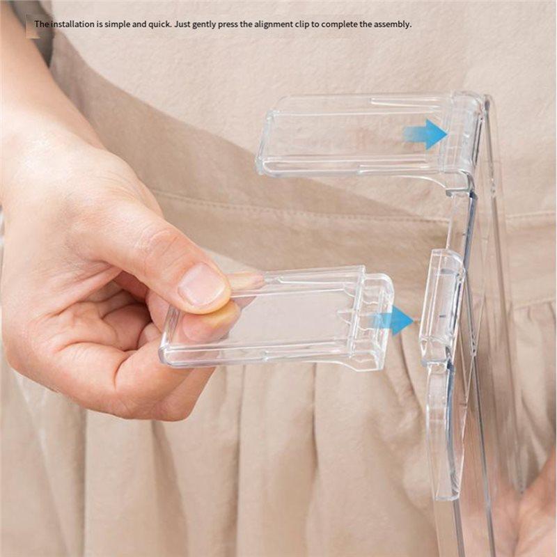 AT19-Kitchen Counter Shelf Rack 2-Pack Transparent Refrigerator Storage Organizers, Stackable For Food Spice Bottle Storage