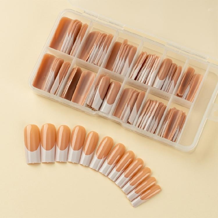 120x/Box Full Cover Stick On Nails French Tip Press On Nails Coffin False Nails Manicures Suppliss
