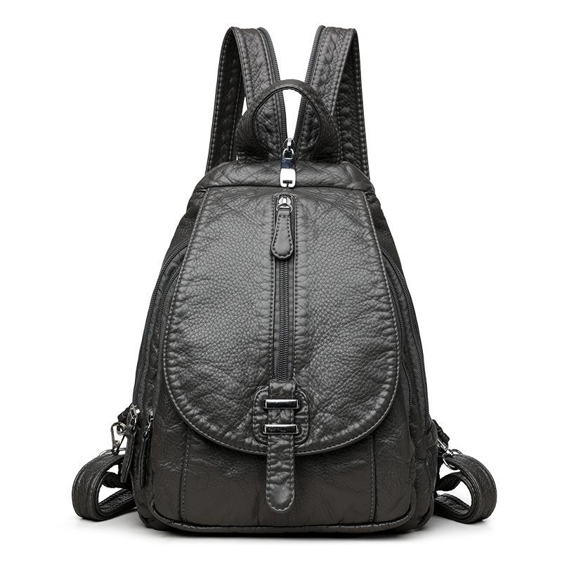 Washed Leather Backpack Fashionable Large-capacity Versatile Crossbody Bag Soft Leather Casual Backpack