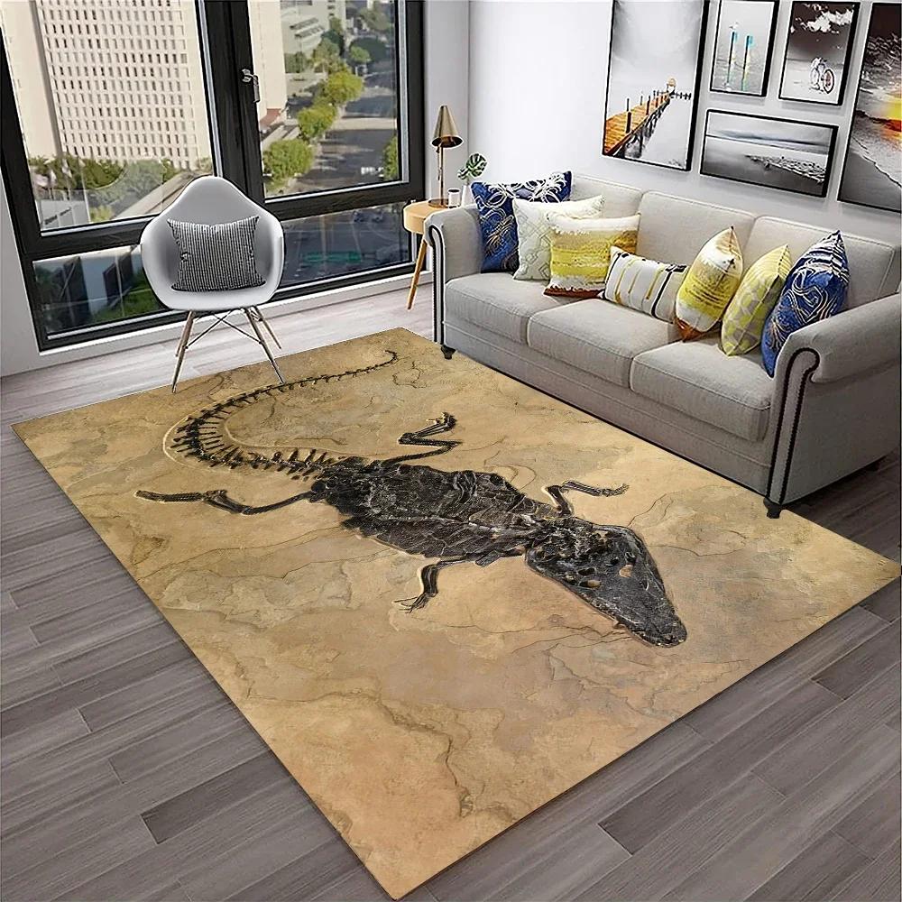 Dinosaur Fossil Pattern Rug for Bedroom Living Room Carpet for Kitchen Floor Mats Home Decor Non-Slip Floor Pad Rug 11 Sizes
