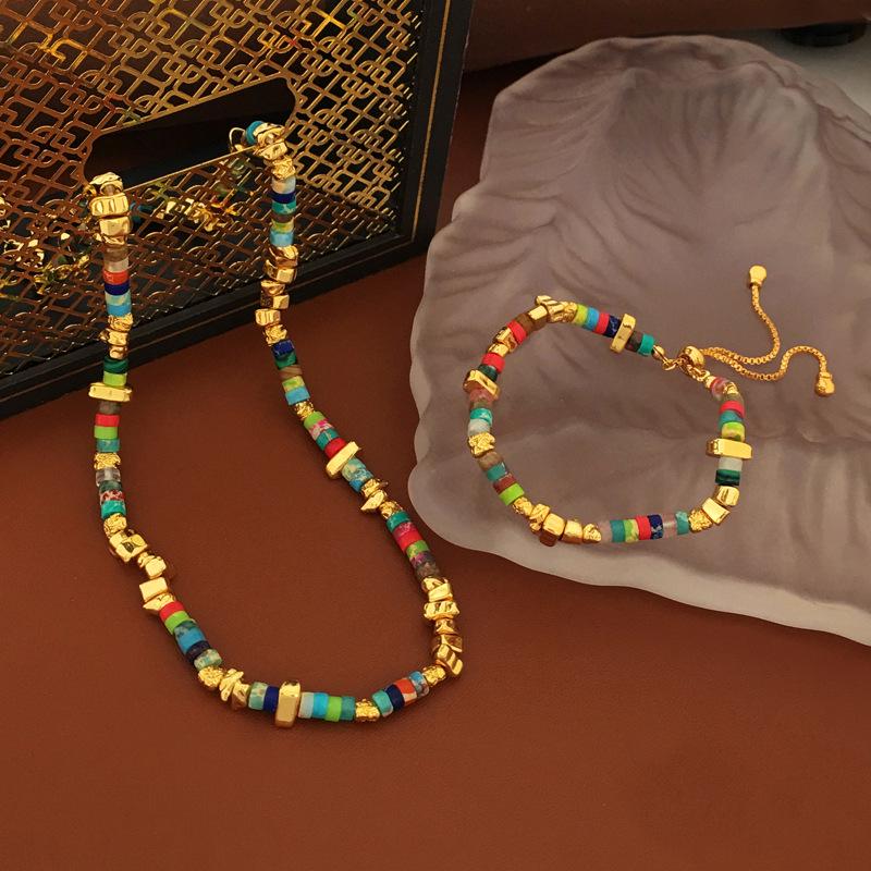 Retro Bohemian Stone Beaded Choker Necklace for Women