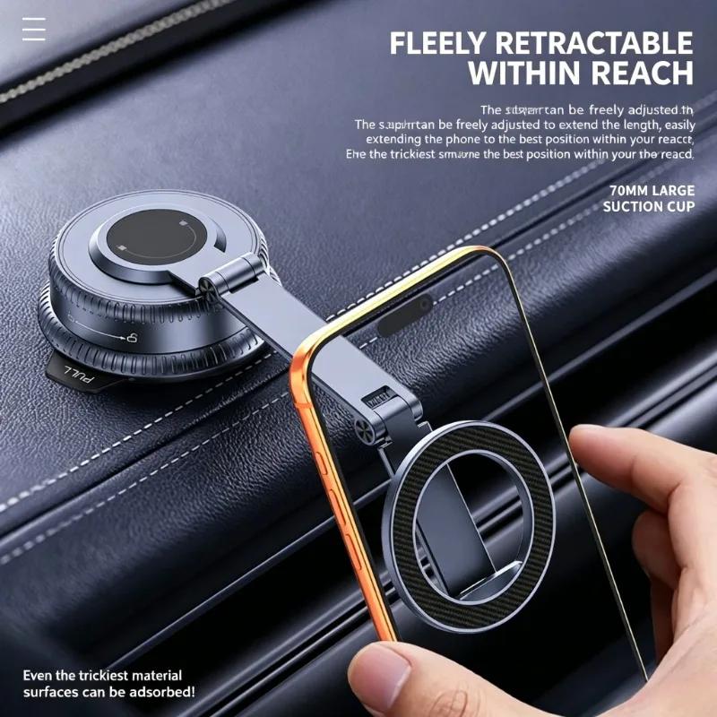 3 Axis Foldable Magnetic Holder Car Vacuum Suction Phone Mount Strong Grip Dashboard 360° Rotation Windshield Stand Universal For Smartphone