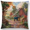 Newest American Countryside Oil Painting Cushion Cover Beautiful Scenery The Castle Lighthouse Sofa Throw Pillowcase