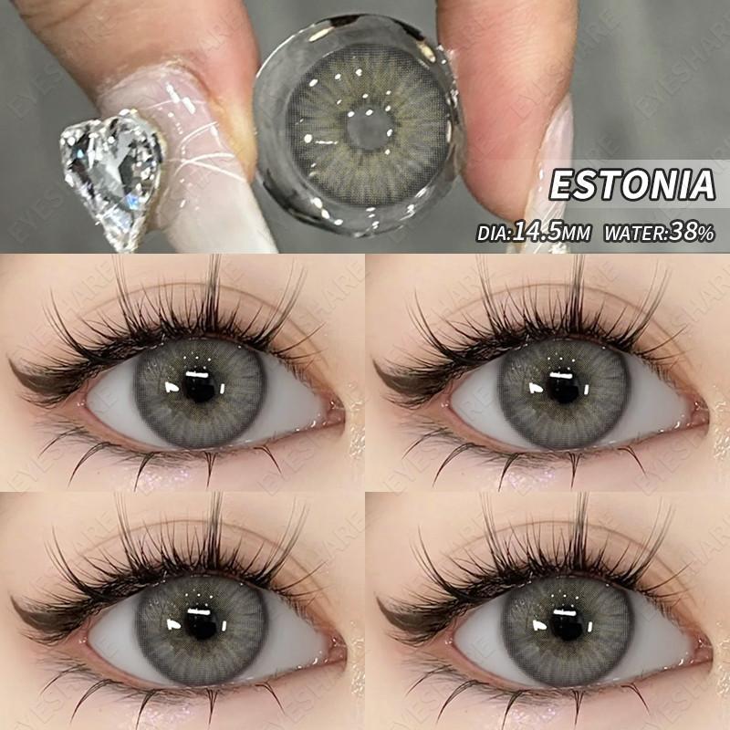 EYESHARE Fashion Brown Colored Contact Lens Natural Soft Contact Lenses for Eyes Decoration 14.2mm Yearly 2pcs=1 Pair