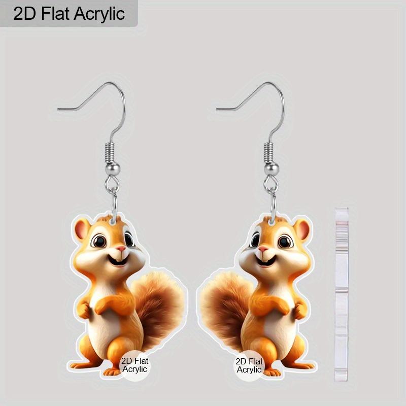 

2D Плоские Акриловые Милые Серьги-Подвески в виде Животного Белки, подходят в качестве праздничного подарка для женщин, праздничные декоративные украшения для вечеринки.