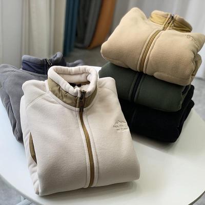 Men's Solid Color Lambskin Coat, Super Warm, Thickened, Stand Collar, Perfect for Autumn and Winter