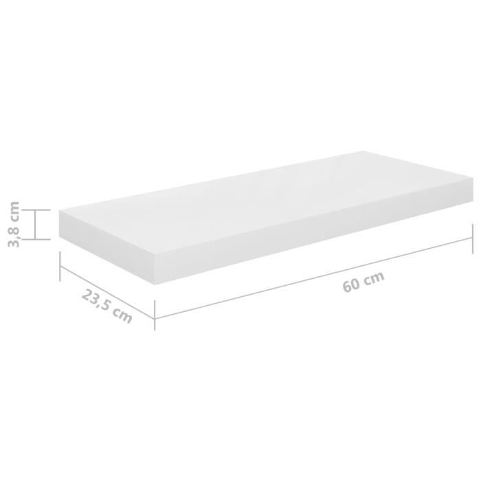 VidaXL Étagère murale flottante 2 pcs Blanc brillant 60x23,5x3,8cm MDF