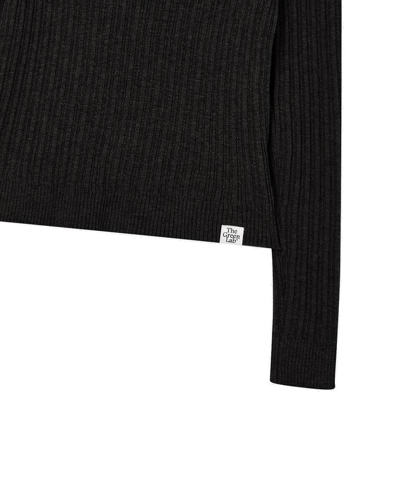 THE GREEN LAB Off-Shoulder Slim Ribbed Knit [Black]