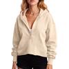 Women's Solid Color Loose Hooded Sweatshirt V-neck Top Pullover Long Sleeved Shirt