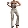 Cross-Border Hot-Selling Women's Rib Knit Heart Camisole Pajamas Set - Wearable Outdoors with Long Pants