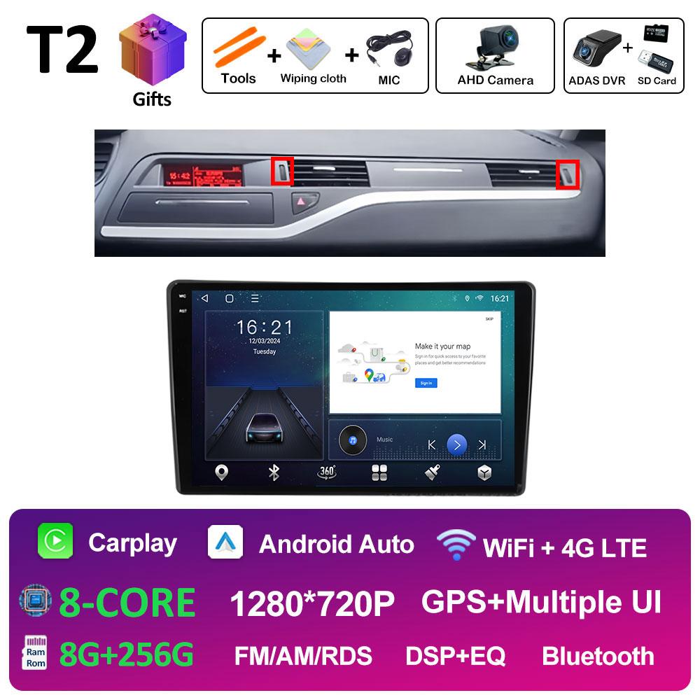 GPS Navigation Android 14 For Citroen C5 2008 2009 2010 2011 2012 2013 - 2017 Car Multimedia Radio Video Player QLED IPS Screen