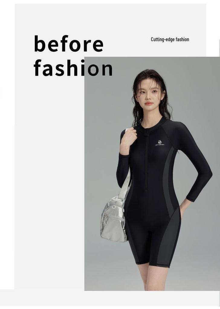 Women's Long Sleeve One-Piece Wetsuit: Sun Protective, Quick Dry, Conservative, Plus Size, Slimming Swimwear