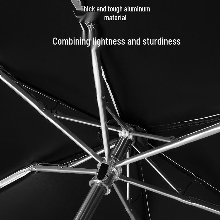 Mini Black UV-Blocking Pocket Umbrella: Sun & Rain Protection, Super Lightweight Parasol