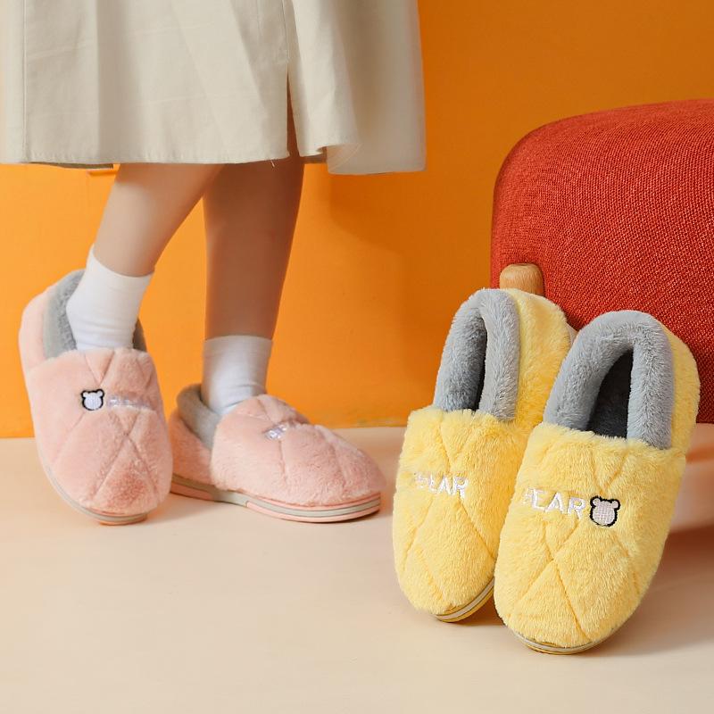 Winter Cotton Shoe Bag and Fluffy Slippers Warm Home Indoor Cotton Drag Home Non-slip Cotton Slippers Plush
