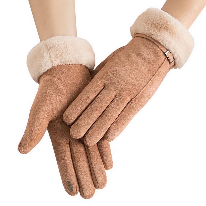 New Fashion Women Gloves Autumn Winter Cute Furry Warm Mitts Full Finger Mittens Women Outdoor Sport Female Gloves Screen