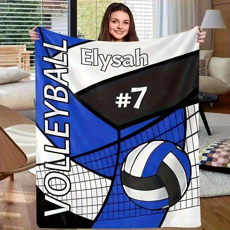 Volleyball Flannel Blanket Personalized Text Soft Machine Washable AllSeason Throw for Boys Girls Adults Home Travel