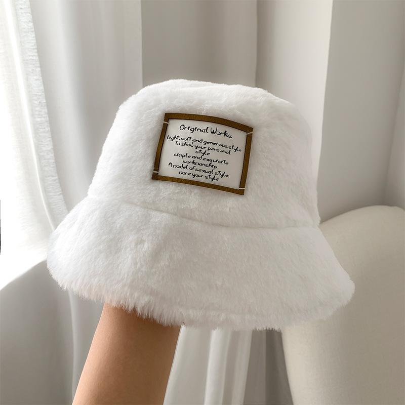 

Корейская новая шляпа для женщин Японская милая пушистая теплая шляпа-рыбак Осень и зима Повседневная универсальная шляпа-ведро, подчеркивающая маленькое лицо average size