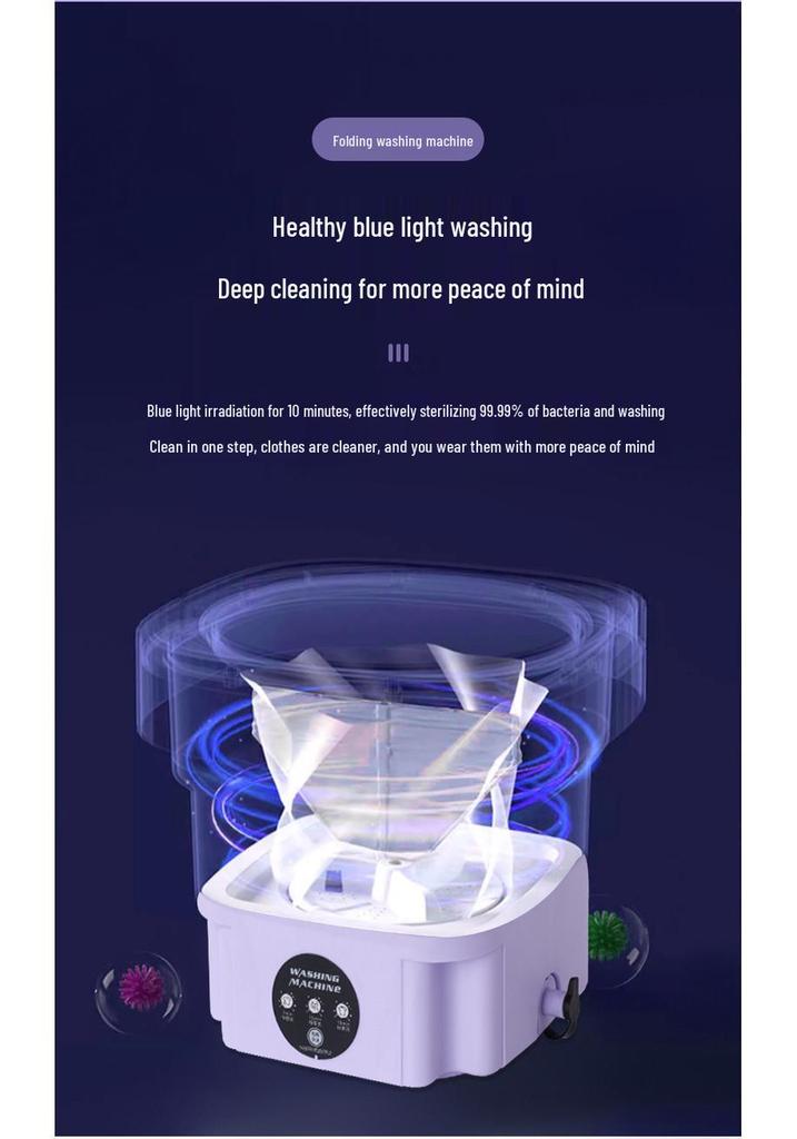 Compact Foldable Automatic Mini Washing Machine for Underwear and Socks - Ideal for College Students