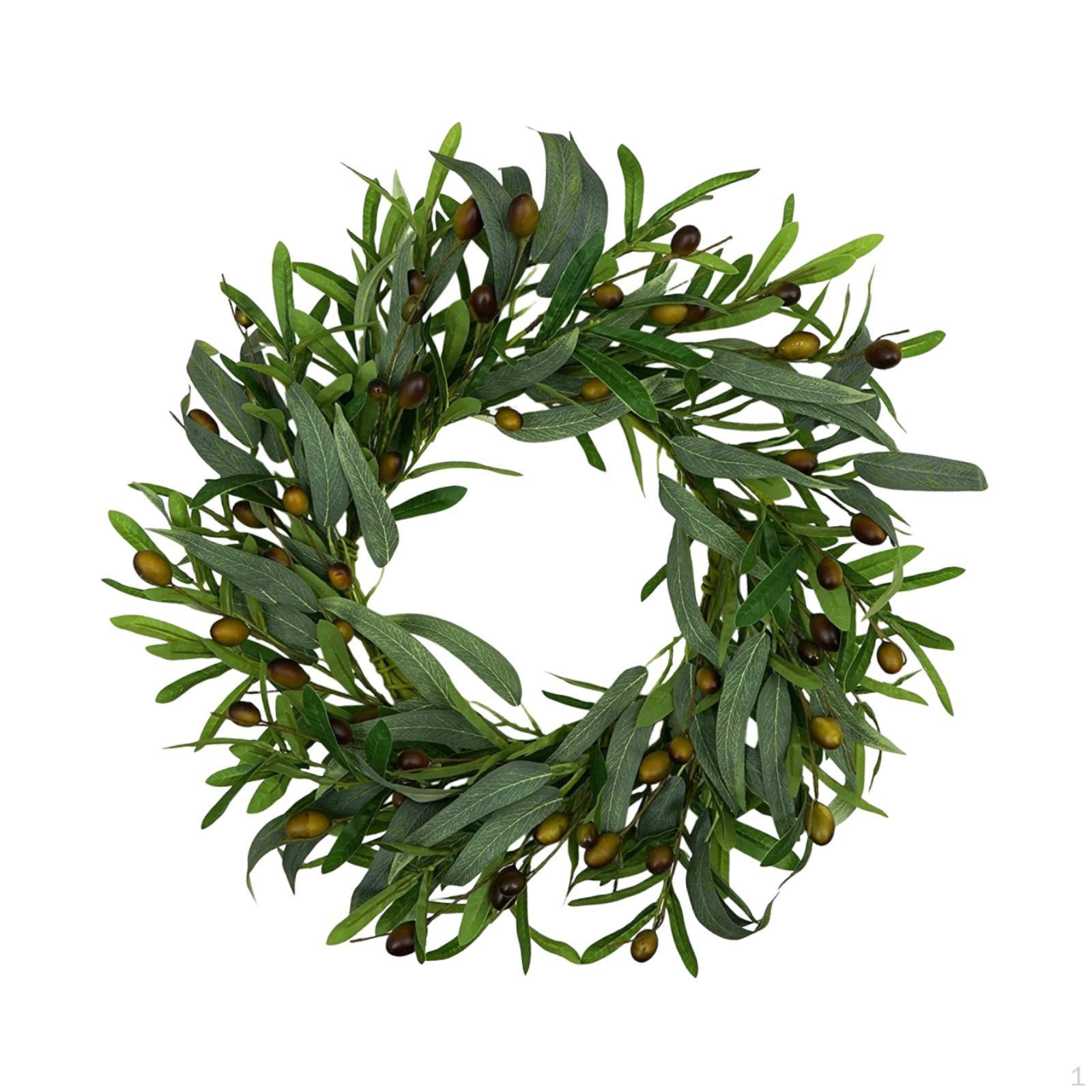 

Artificial Olive Wreath Fake Leaf Silk Hanging Greenery Spring Summer for Party Festival All