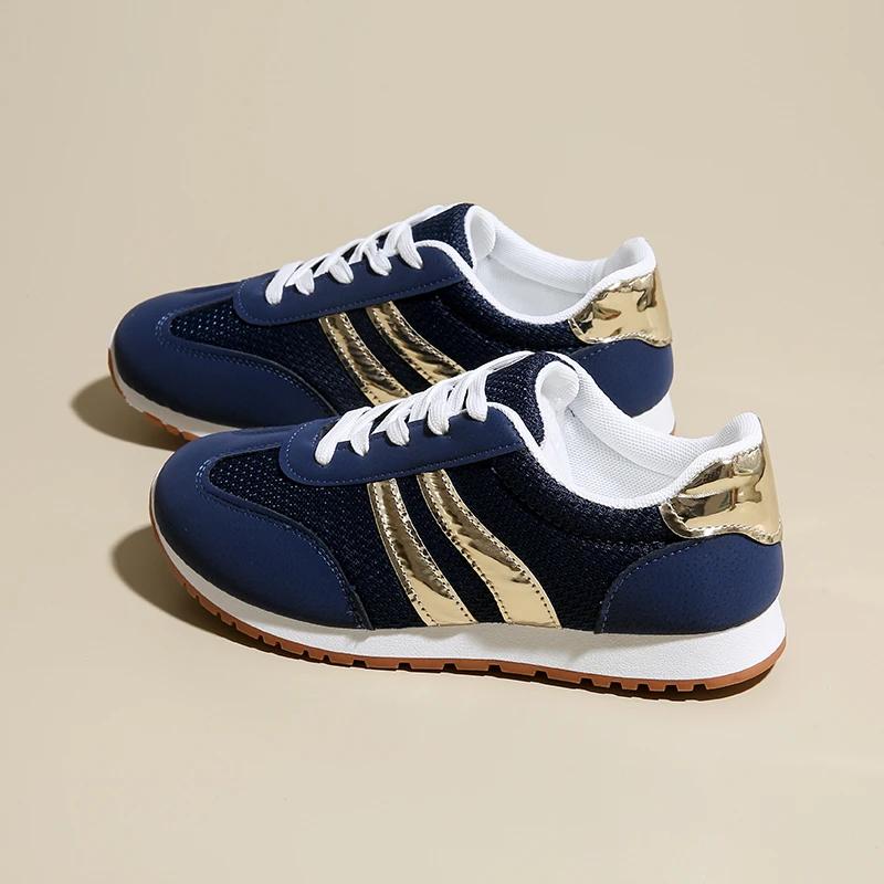 New Woman Trend Casual Sneakers Comfortable Lace Up Flats Tennis Shoe Breathable Walking Jogging Shoe