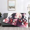 Nezuko Kamado Demoned Slayered Cute Anime Girl Blankets Fleece Winter Breathable Throw Blanket for Home Bedroom Rug Piece