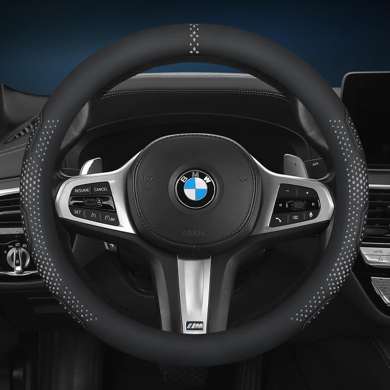 Universal Car Steering Wheel Cover 14.5-15 Inch, 3D Textured Non-Slip Design with Breathable Napa Leather
