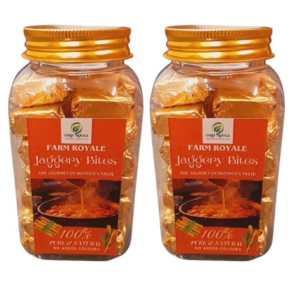 Farm Royale Pure Jaggery Bites 250g x2 (500g) | Desi Gur (Gud) | Shakkar