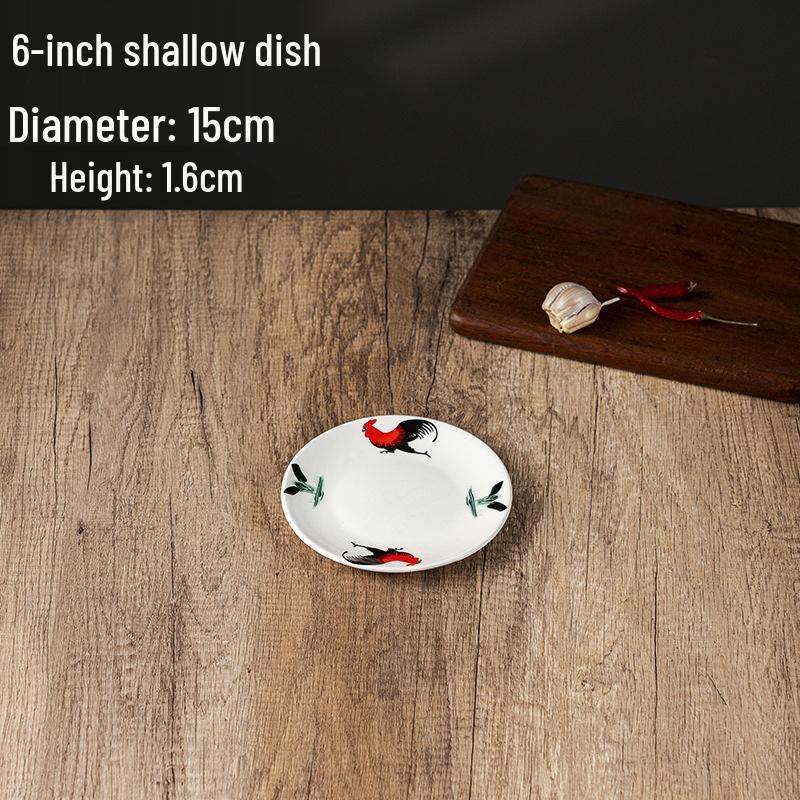 Rooster Series Traditional Oval Ceramic Fish Plate for Hotels & Restaurants
