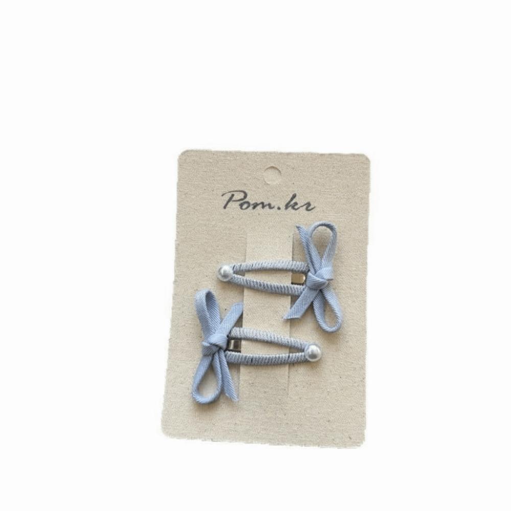 2pcs/set with Bow Design Bow Hair Clips Pearl Side Part Bangs Hairpins New BB Snap Clips for Girls