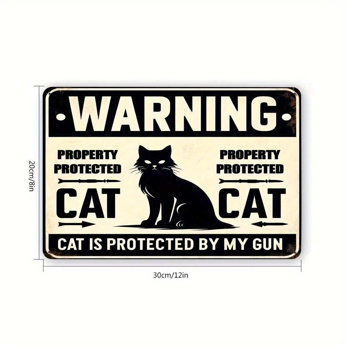 

2D Printed on a Flat Surface, a Rectangular Vintage Plaque for Room Decoration, Warning - Protect My Cat Fun Metal Tin Sign 20x30cm（7.8x11.8inch）