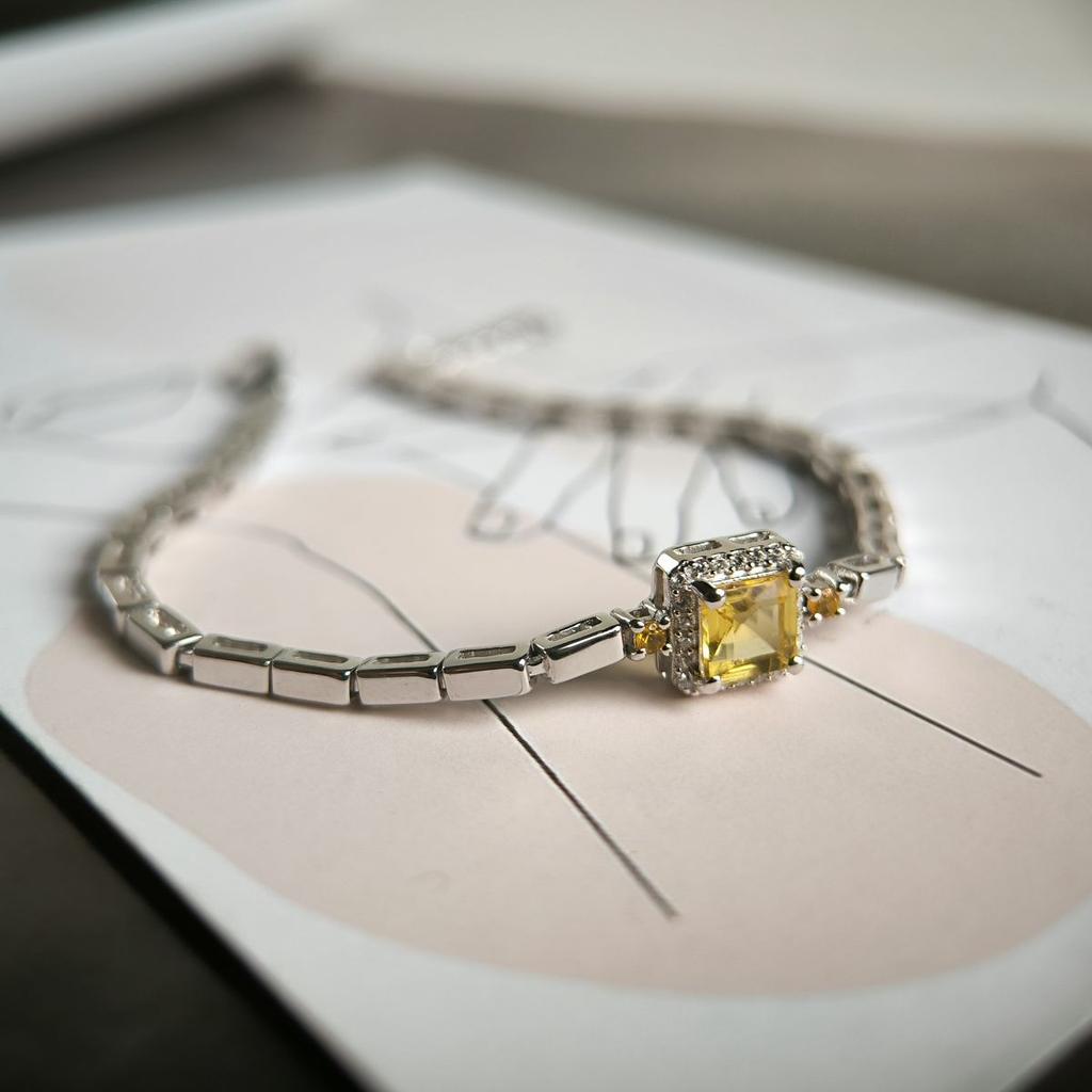 Серебряный браслет с цитрином nano 7.51ct, вес изделия 7,95 гр (2190769)